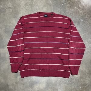 Vintage Y2k Haggar Red Striped Cotton Boxy Sweater